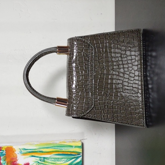 Croc Embossed Faux Leather Mini Satchel - Picture 4 of 7